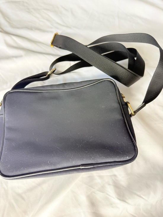 MOSCHINO Nylon Canvas Waist Pouch Shoulder Bag Black Gold Logo Used From Japan - Picture 3 of 8